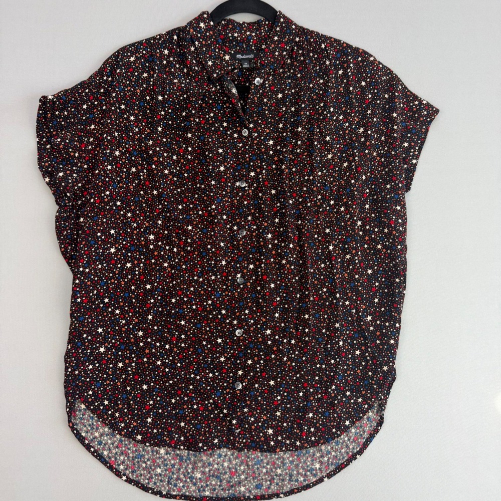 Madewell Central Shirt Starry Nights Ditsy Print Short Sleeve Button Down Top XS